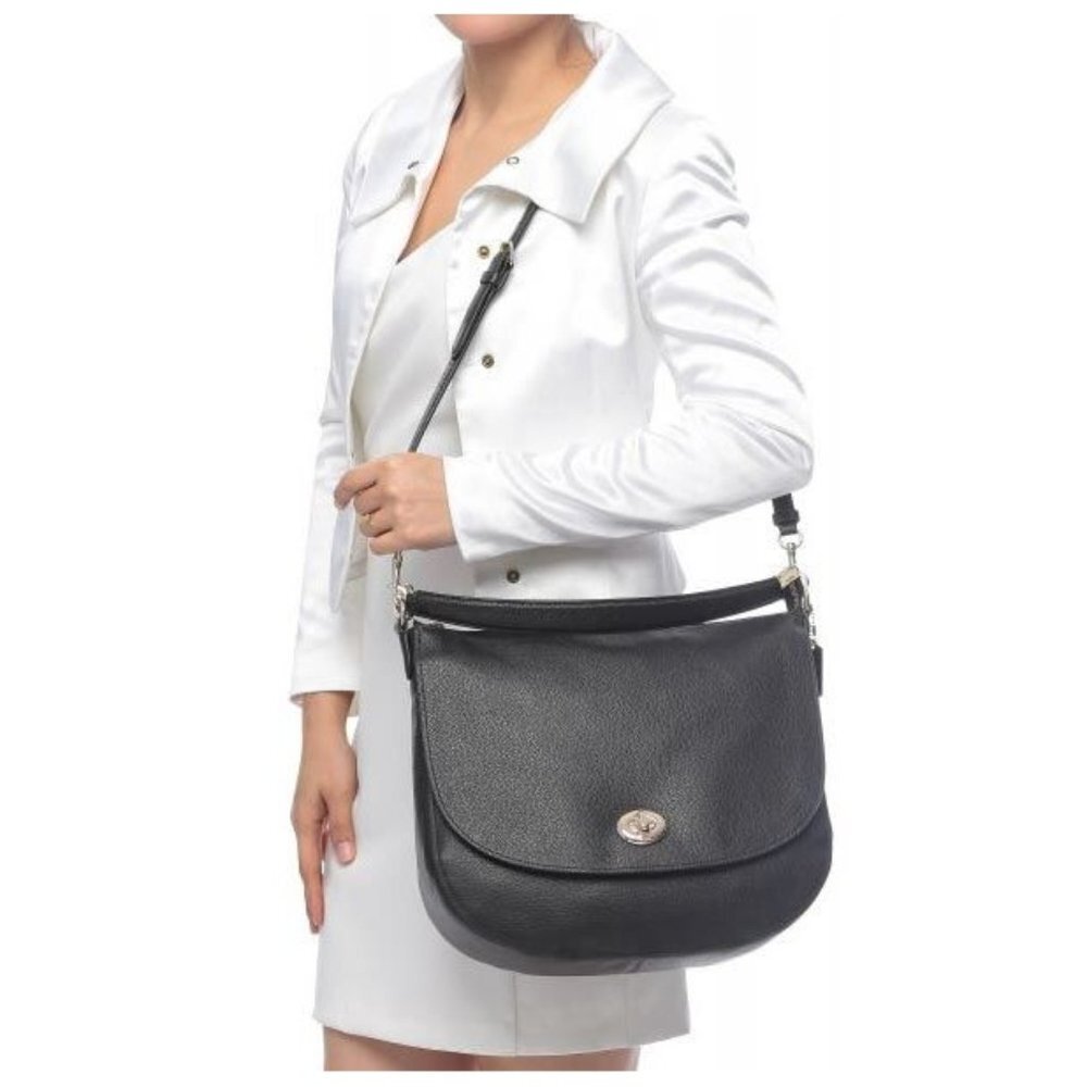 Coach Pebbled Leather Turnlock Hobo Crossbody - Picture 2 of 12